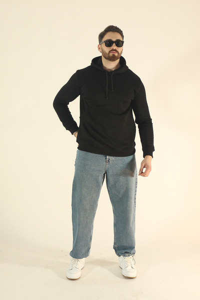 EydaMoon Ανδρικό χειμωνιάτικο φούτερ με μαλακή υφή με φλις εσωτερικά - Μαύρο ...