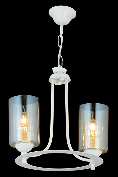 Kraliçe 2'li Beyaz Lalezar Silindir Camlı Lüks Yukarı Bakan Modern Avize