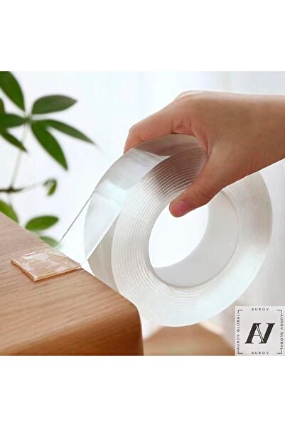Aurov Set 3 x Banda dublu adeziva Aurov®, 5m x 3cm x 2mm, puternica cu Tehnologie Nano, Transparenta, Sil
