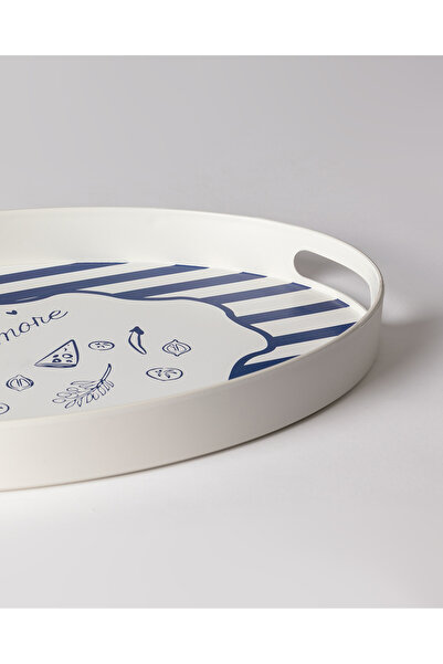 Madame Coco Amore Oval Tepsi - Mavi/Beyaz
