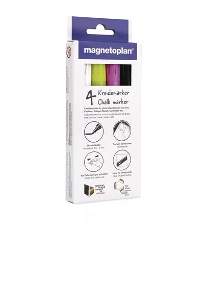 Magnetoplan Glassboard Marker for glass board, 0.5-4 mm, 4 colors/set