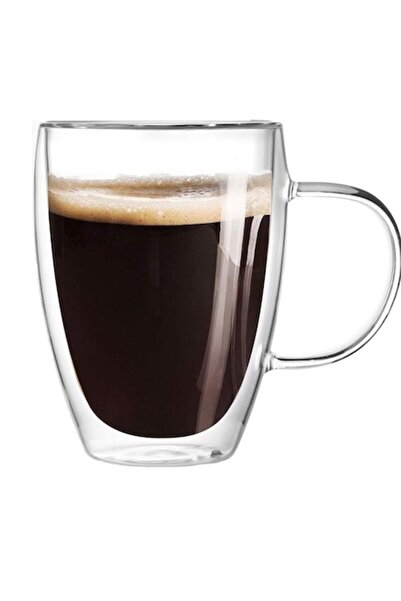 Aurov Cana pentru ceai si cafea din sticla termorezistenta, Aurov®, pereti dubli, 350ml, Transparenta