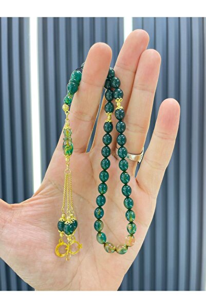 AHMET SİLVER 22 Ayar Altın Kaplamalı Orjinal Ateş Kehribar Tesbih