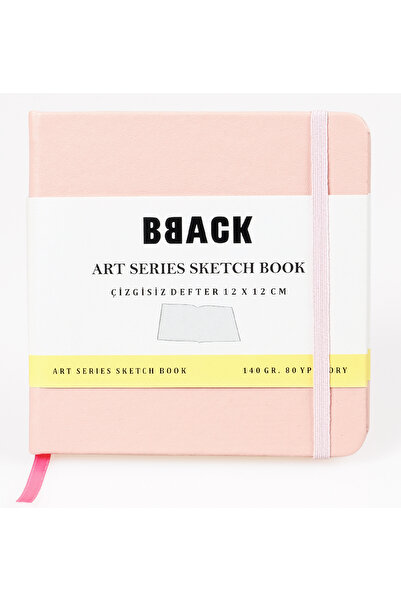 BBACK Art Collection Sketchbook 140 Gr. Unlined Ivory Paper 12X12Cm 80 Sheets. Pastel Pink Hardcover Notebook