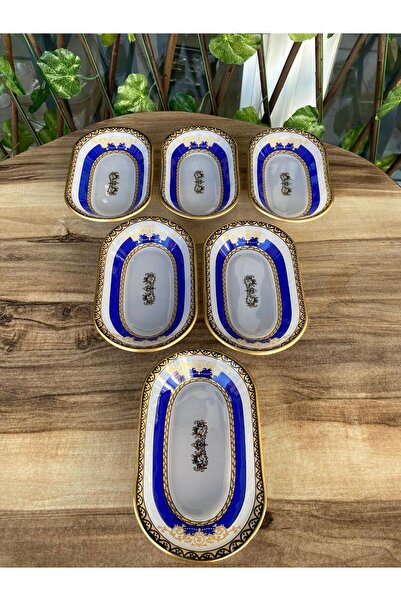 GÜRCÜGLASS Taç Model 6`lı Cam Kahvaltı Sunum Çerezlik Seti