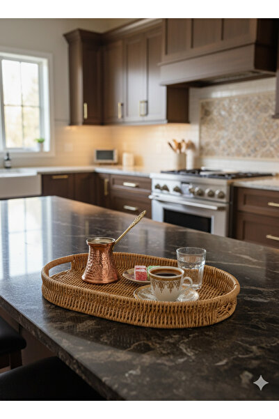 WOOF HOME Wicker Multi-Purpose Tray Presentation Stand (Coffee Presentation Stand) Set (3 Pieces)