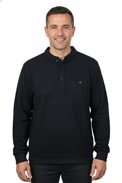 Oppland Men's Winter Sweater Polo Neck Oxford Fleto Pocketed Textured Relaxed Fit Full Fit