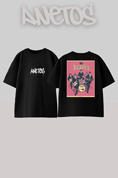 Anetos Μπλουζάκι The Beatles 4 Σχεδιασμός με Τύπωμα στην Πλάτη από Βαμβάκι Μα...