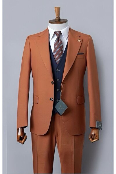ilayda emir Italian Cut Double Breasted Striped Men's Suit