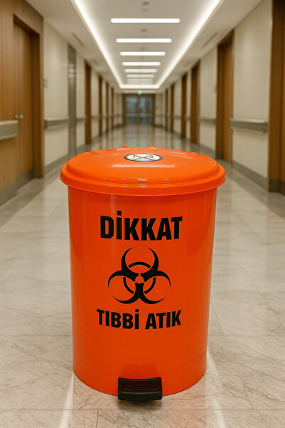 Veliday Yuvarlak Model Tıbbi Atık Kovası 25 Lt Pedallı - Yuvarlak Model Plast...