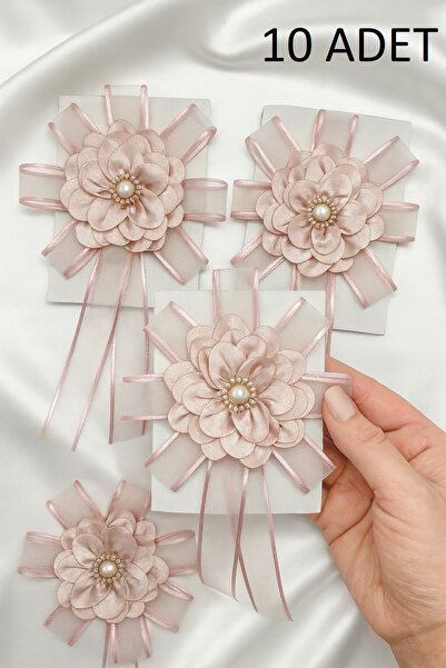 SırmalıHome Gelin Bohçası İçin Çiçek Motifli 10 ADET PEMBE-BEYAZ Bohça Çiçeği...