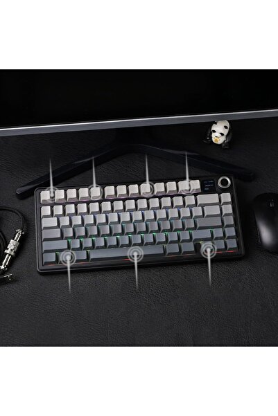 Aula لوحة مفاتيح الألعاب الميكانيكية اللاسلكية F75 MAX مع شاشة TFT ومقبض (بلوتوث ثلاثي الوضع/USB-C/