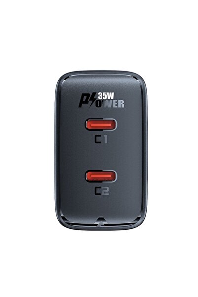 Acefast Încărcător rapid dual USB-C GaN de 35 W (ștecăr UE) - Negru