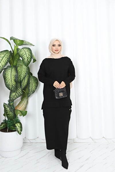 NİSUM MODA Buttoned Mercerized Skirt Suit