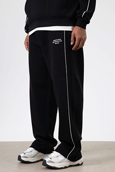 VAMOSCLO Σετ αθλητικής φόρμας oversized με λεπτομέρεια ρίγες μαύρο