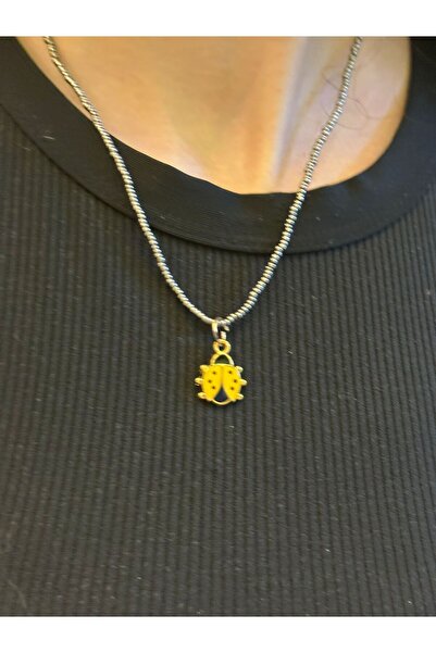 Gönülden Tasarım Steel Ladybug Pendant Women's Necklace 22 cm