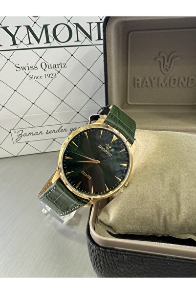 Raymond Slim Case Clip-On Leather Men's Wrist Watch