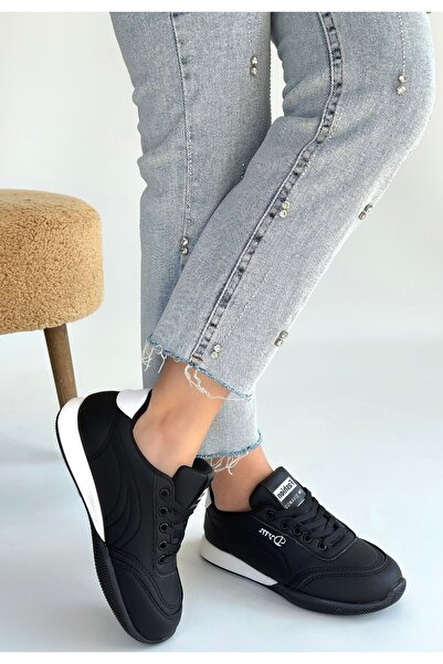 Erbilden Tawen Black Leather Lace-Up Sneakers