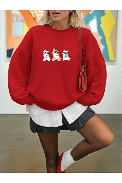 Wish BF Унисекс мъжка/дамска Cool Cats цветна специална печатна памучна суитш...