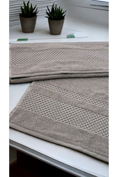 RUKİYE EV TEKSTİLLERİ منشفة وجه مزدوجة بلون القهوة الحليبية (للحمام، الزفاف، ...