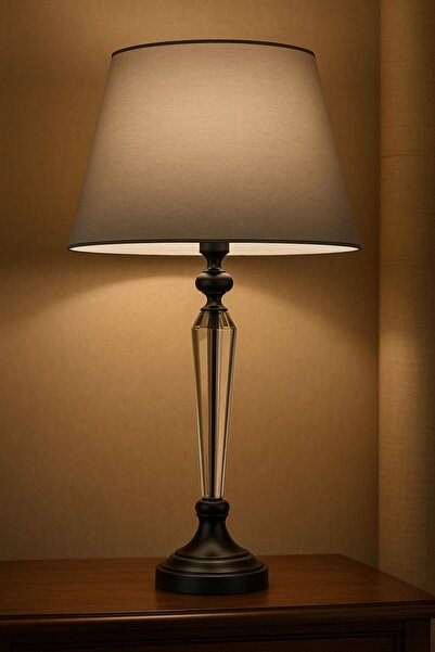 Lampada Amore Siyah Kristal Metal Abajur - Antrasit