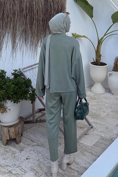 lamelif Σετ αθλητικής φόρμας με λεπτομέρειες χακί