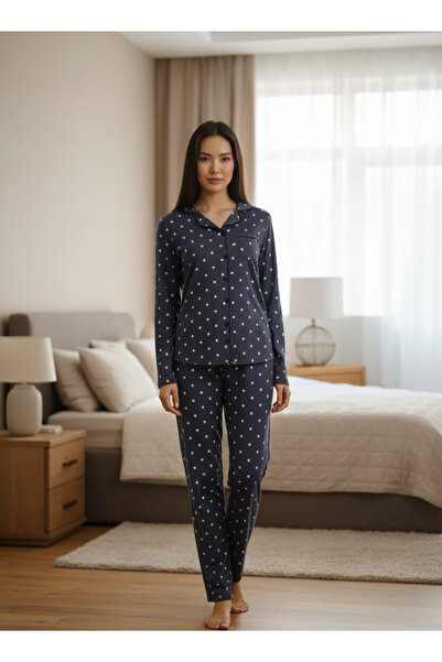 noyalux Women's Cotton Buttoned Lycra Pajama Set