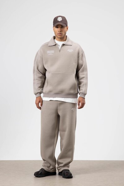 VAMOSCLO بدلة رياضية كبيرة الحجم بتفاصيل خطية من فرو المنك