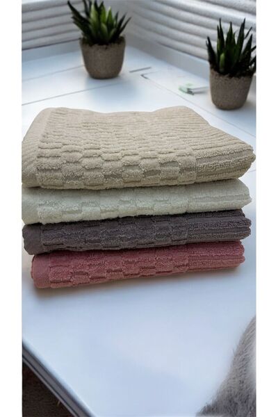 RUKİYE EV TEKSTİLLERİ طقم مناشف مكون من 4 قطع (هدية زواج، خطوبة، هدية عرس، زفاف)