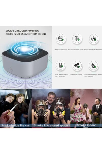 TERRION Car Air Purifier Smokeless Ashtray, Multifunction, Grey