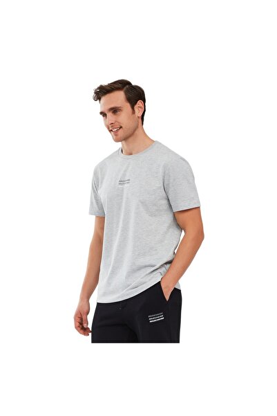 SKECHERS Ανδρικό μπλουζάκι Essential M με κοντό μανίκι, γκρι μπλουζάκι S241007-036