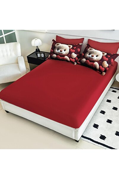 JOJO HOME 5D bedding, digital print, 6 pieces, fitted sheet, Teddy bear with heart