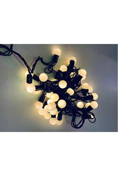 Genel Markalar 5 Metre 28 Mini Top Led Sarı Işık Fişli Siyah Kablo