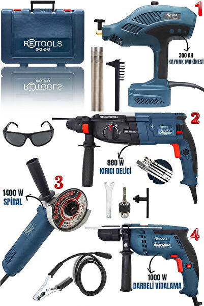 RETOOLS ELEKTRİKLİ 4’LÜ SET (3’LÜ SET + TABANCA TİPİ KAYNAK MAKİNESİ)