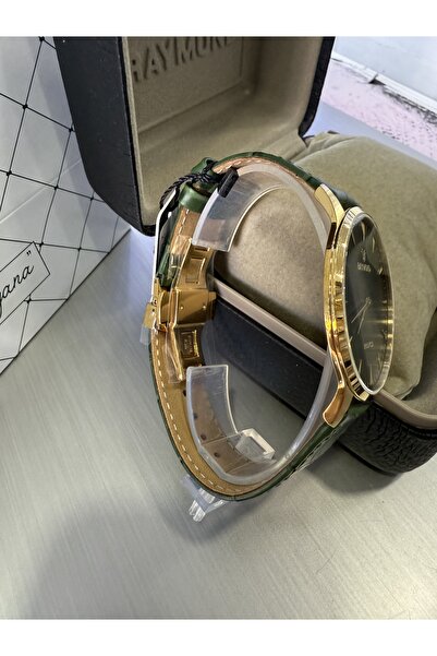 Raymond Slim Case Clip-On Leather Men's Wrist Watch