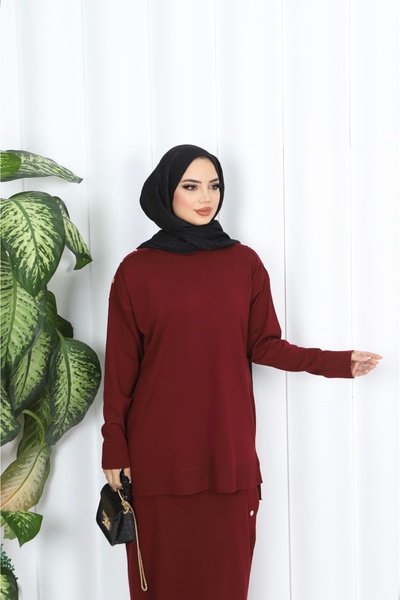 NİSUM MODA Buttoned Mercerized Skirt Suit