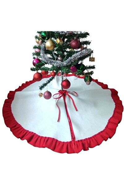 MODA NUR Christmas Tree Underlay, Pine Tree Foot Carpet Cover, Plush, White Color, 95 cm