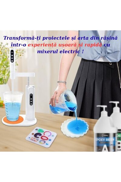 BALQRA Electric Resin Mixer with Adjustable Stand, Digital Display, 5 Speeds, Bidirectional Rotation