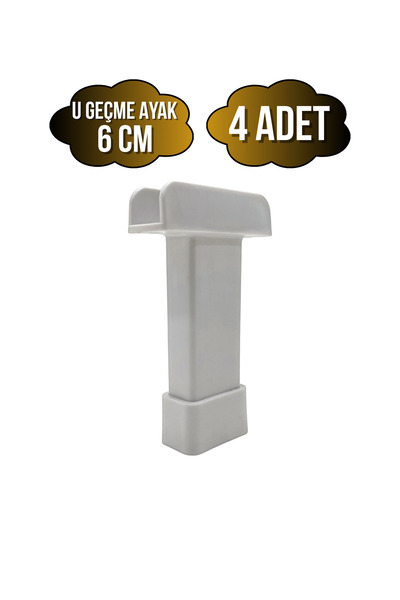 DSYapıAksesuar Picioare reglabile din plastic alb pentru mobilier, masă și dulap (ALB) (6CM) (4 BUC.)