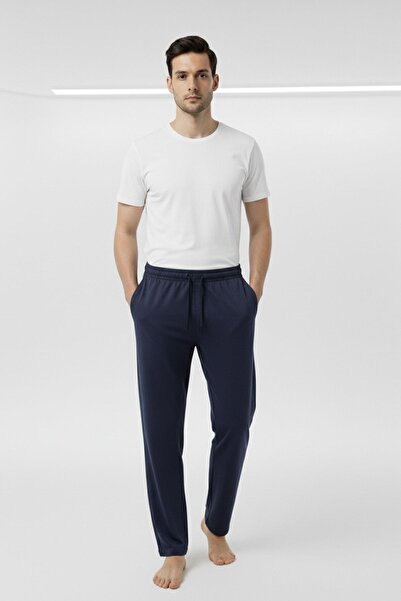 cotonhause Men's Combed Cotton Single Bottom Pants Navy Blue | 100% Cotton Relaxed Fit Home Wear Pajama Bottoms C1T0N2705
