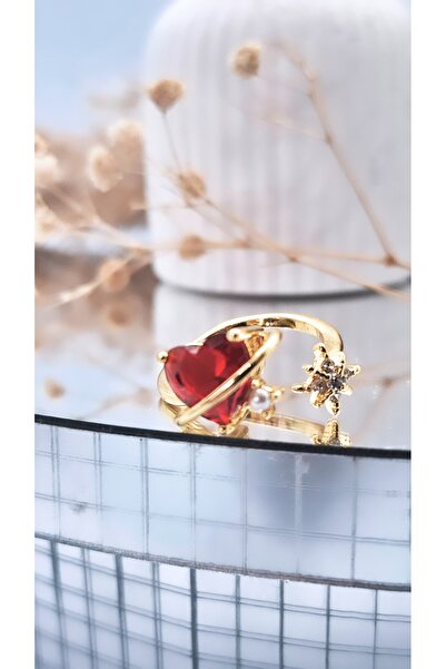 Serenity خاتم مطلي بالفولاذ على شكل قلب مع حلقة