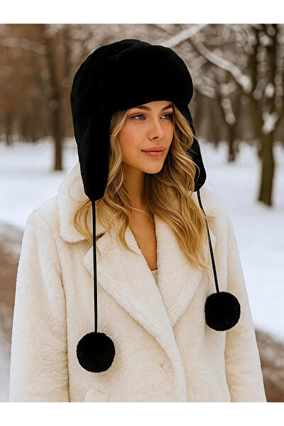 De Bijoura قبعة شتوية روسية للتزلج مع واقي للأذن من الفرو