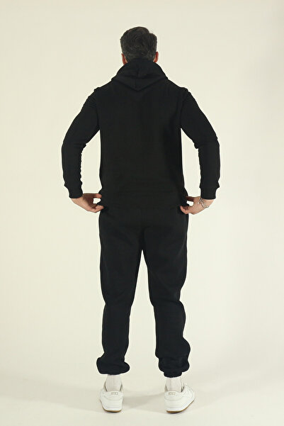 INFLUYENTE Мъжки спортен панталон с подплата от флис и специален джоб - Регулярен мек качулат