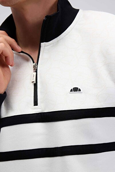 Ellesse Ανδρικό λευκό φούτερ με μισό φερμουάρ EM619-OF
