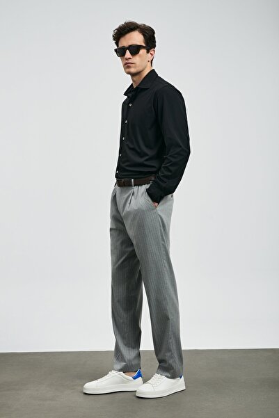 Lufian 112010668 Carl Ανδρικό πουκάμισο Basic Ανδρικό πουκάμισο Regular Fit ΜΑΥΡΟ