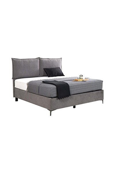 Storish Sense Çift Kişilik Başlıklı Bazalı Karyola 160x200 Açık Gri