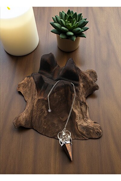 Taş-Mir Kaplan Gözü - Kristal Kuvars Doğal Taş Merkaba Model Pandül Sarkaç