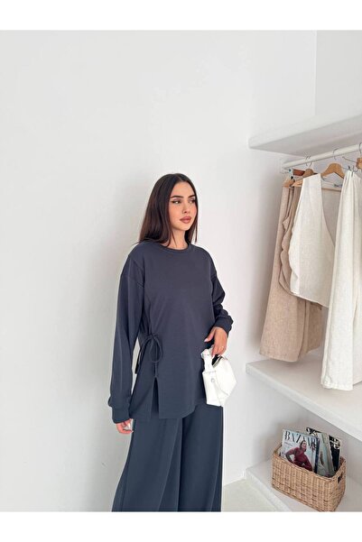 By Kuzey Aras Modal Fabric Tie Detail Double Suit