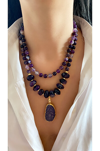 Takkı by Handan Mor akik taşı tasarım kolye.