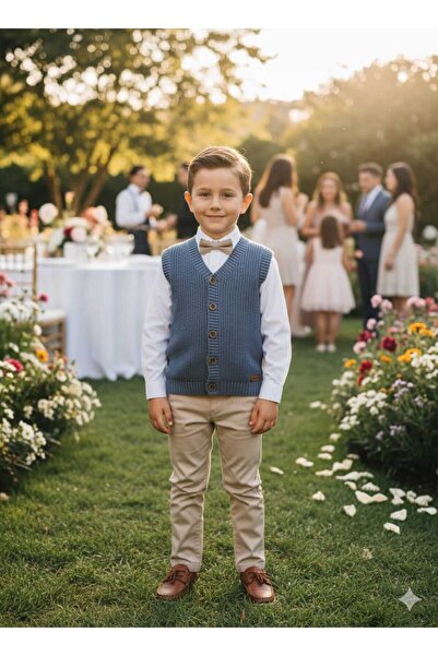 meriç bebe - bütün çocuklar melektir. mrc Boy's Thessaloniki Knitted Buttoned Sweater Vest Casual & Stylish Combination 5-8 Years Old